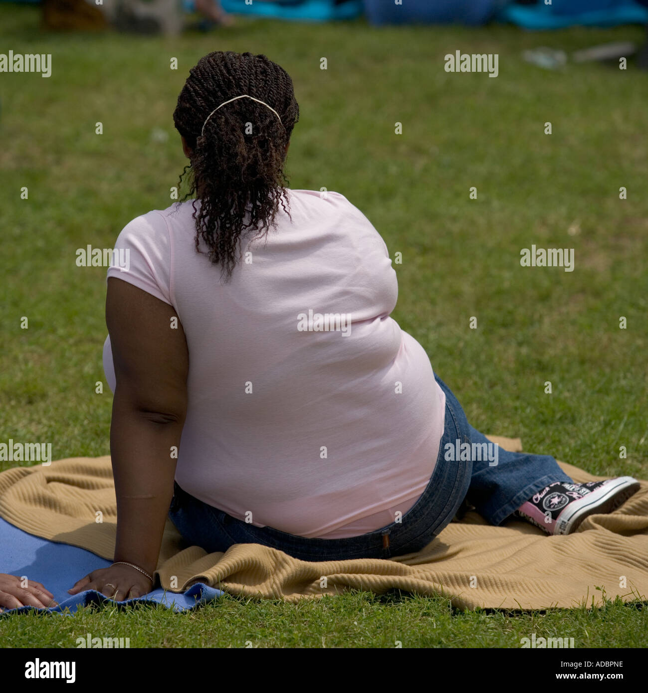 Overweight young African American teenage girl Stock Photo