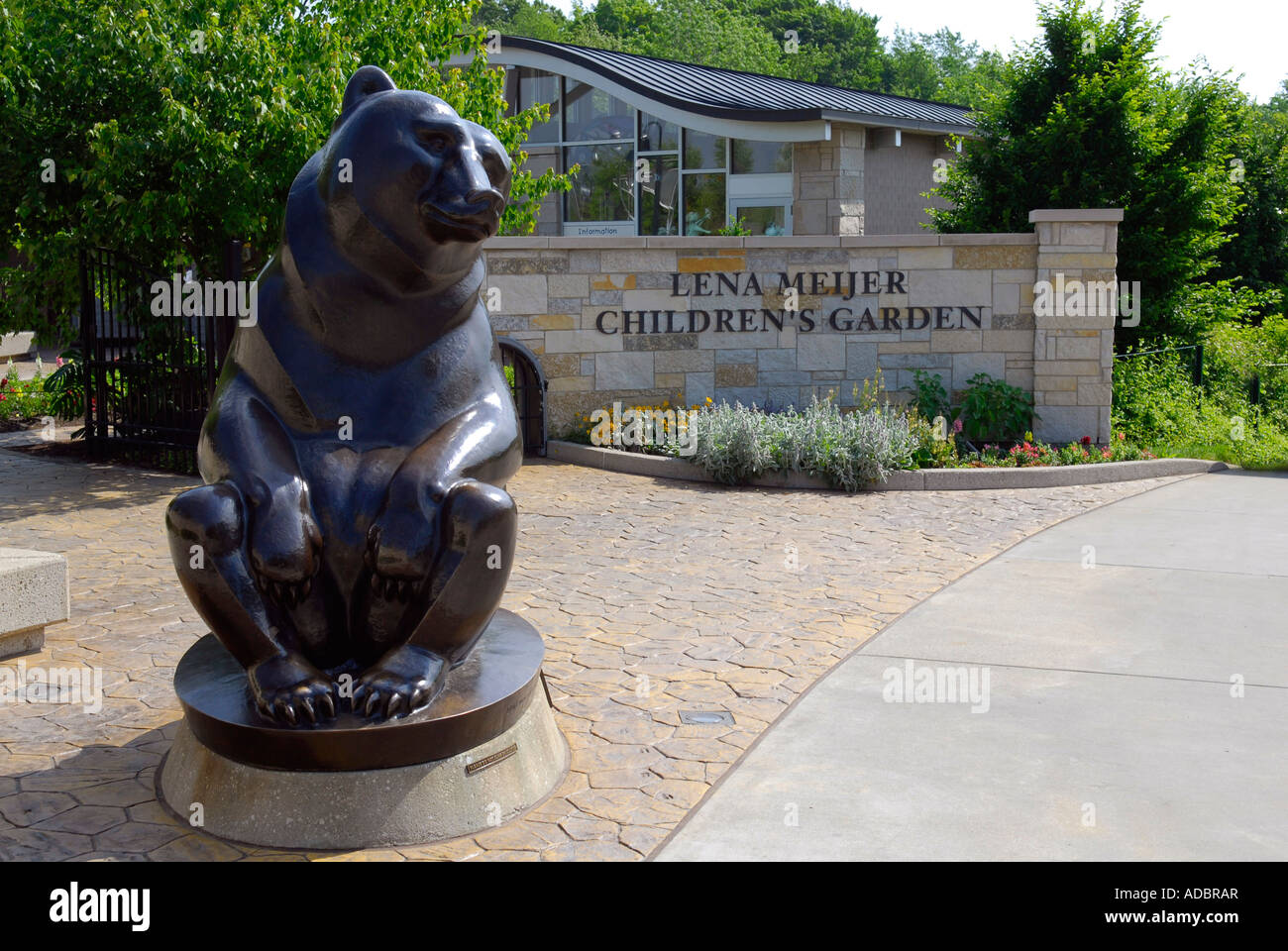 Bear at the entrance of Lena Meijer Children s Garden at The Frederik Meijer Gardens and Sculpture Park in Grand Rapids Michigan Stock Photo