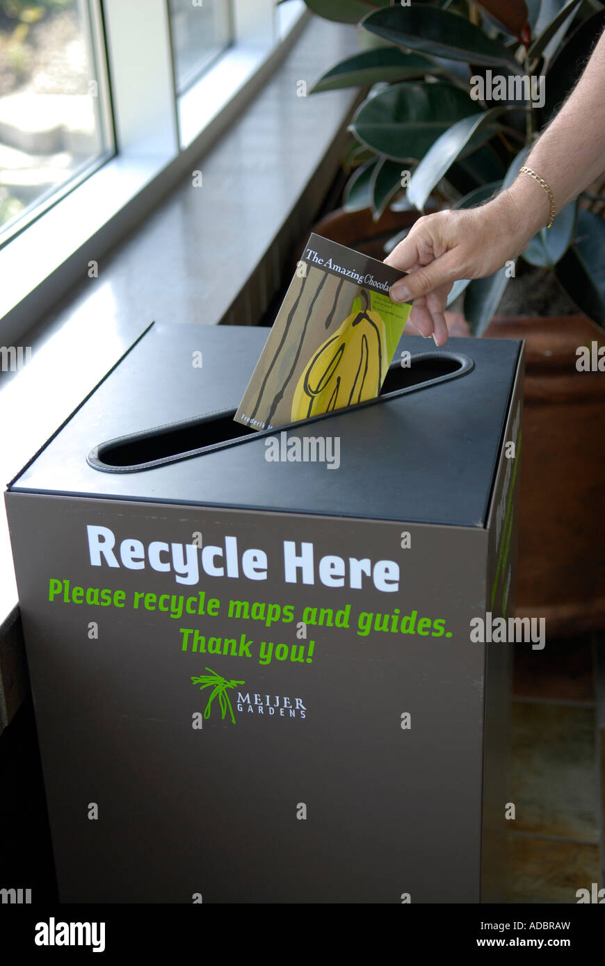 Recycling receptacle for maps and guides at Meijer Gardens Grand Rapids