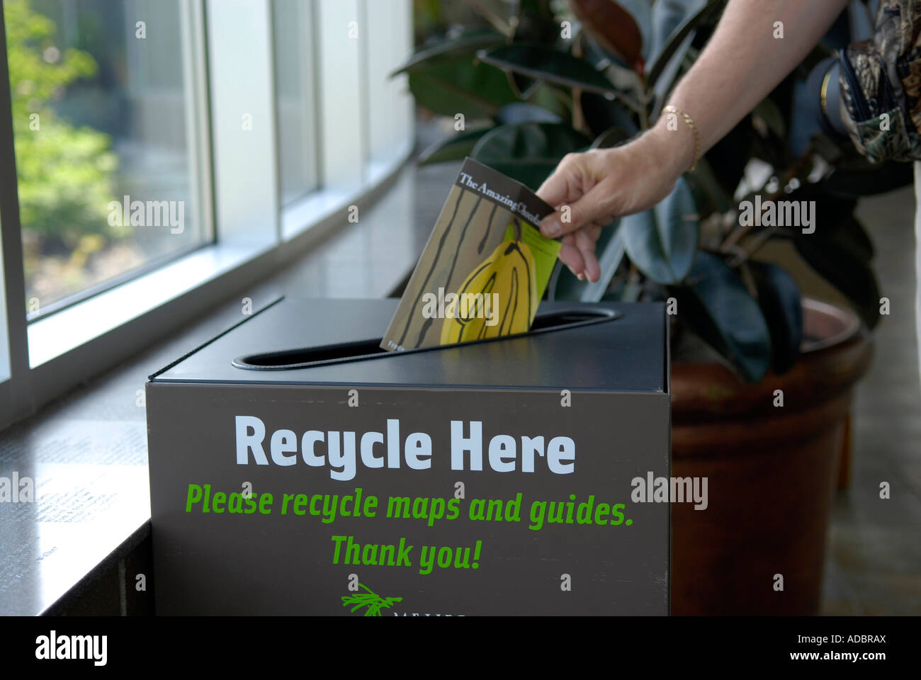 Recycling receptacle for maps and guides at Meijer Gardens Grand Rapids