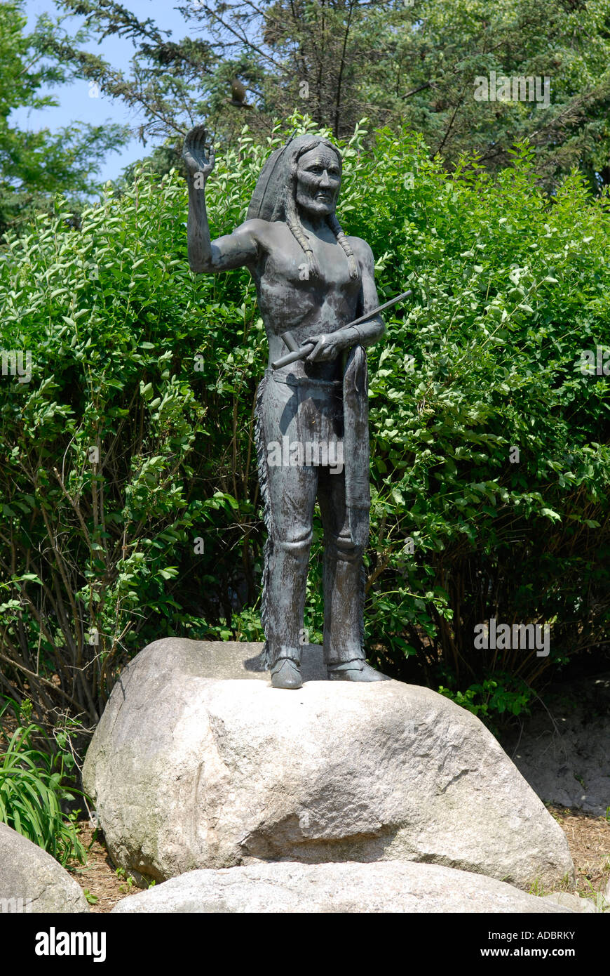 Statue in honor of the Ottawa Chippewa and Pottawatomie Indians at Grand Rapids Michigan MI