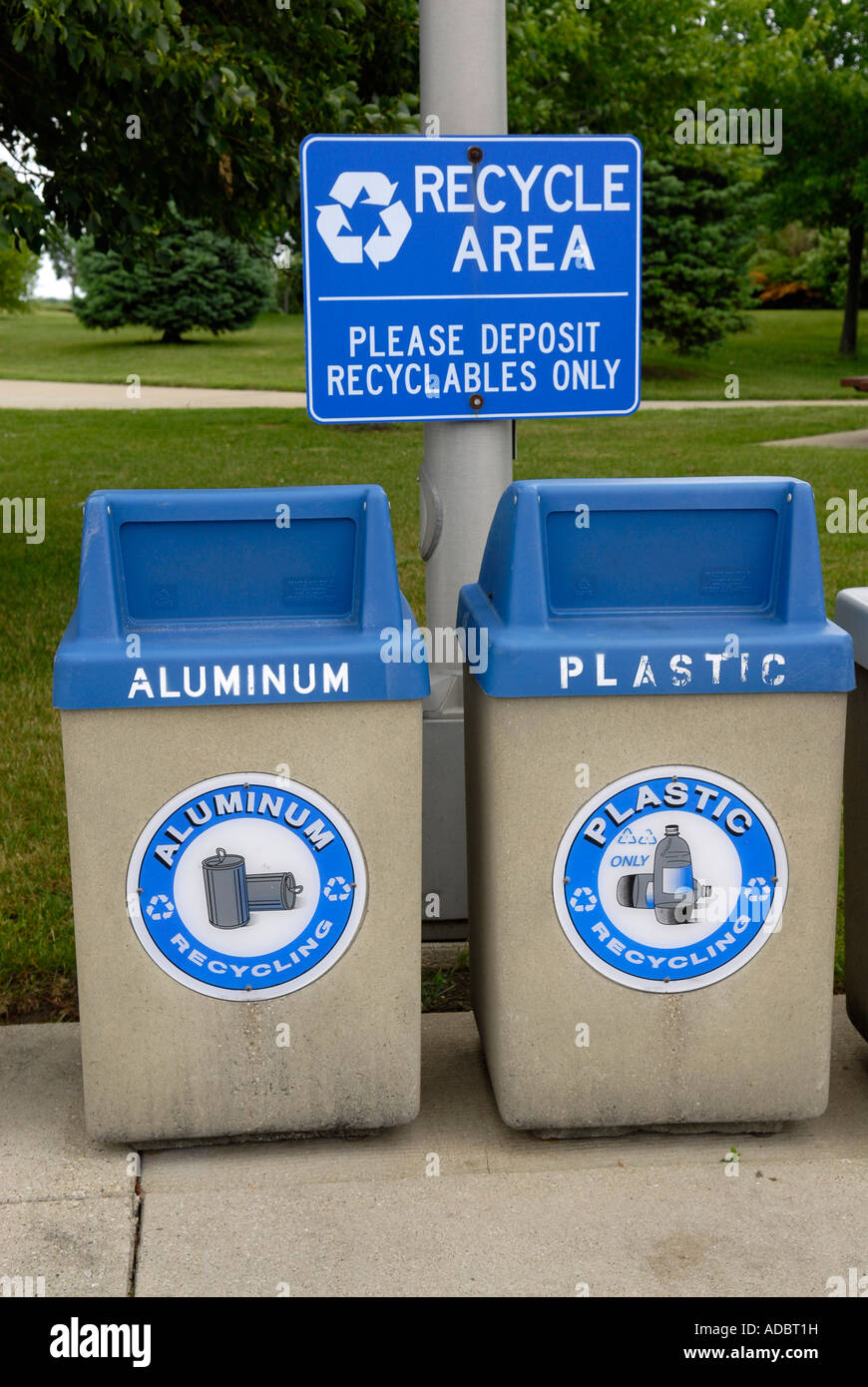 Recycling trash containers for aluminum plastic Stock Photo Alamy