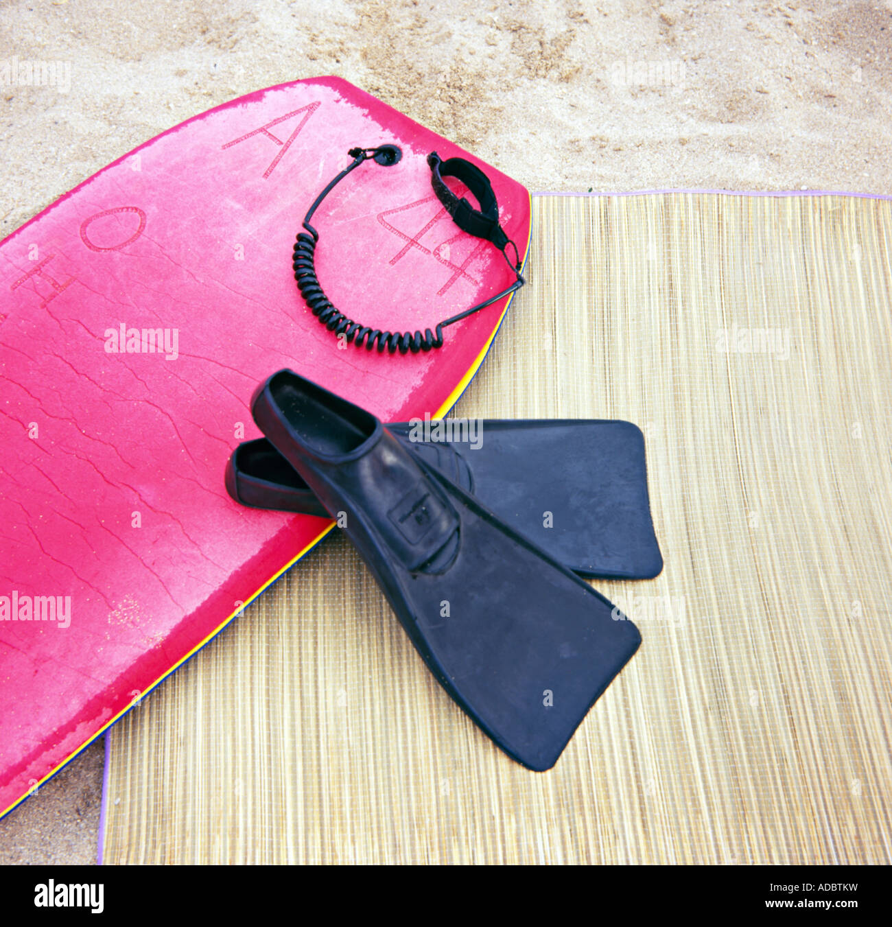 Boogie Board and Fins at Waikiki Beach, Hawaii Stock Photo Alamy