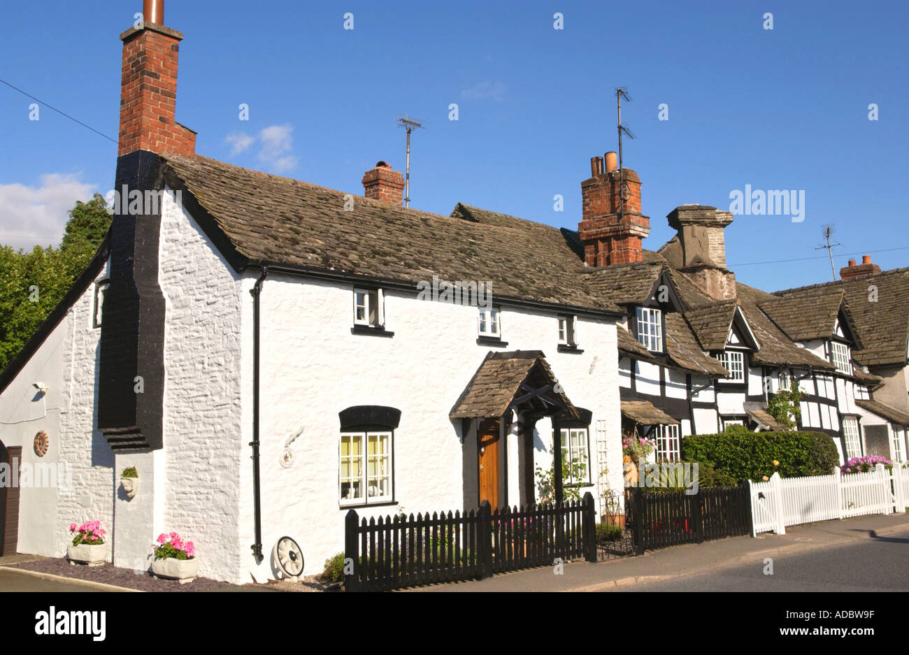 Detached cottage in the picturesque black and white village of Eardisley Herefordshire England UK Stock Photo