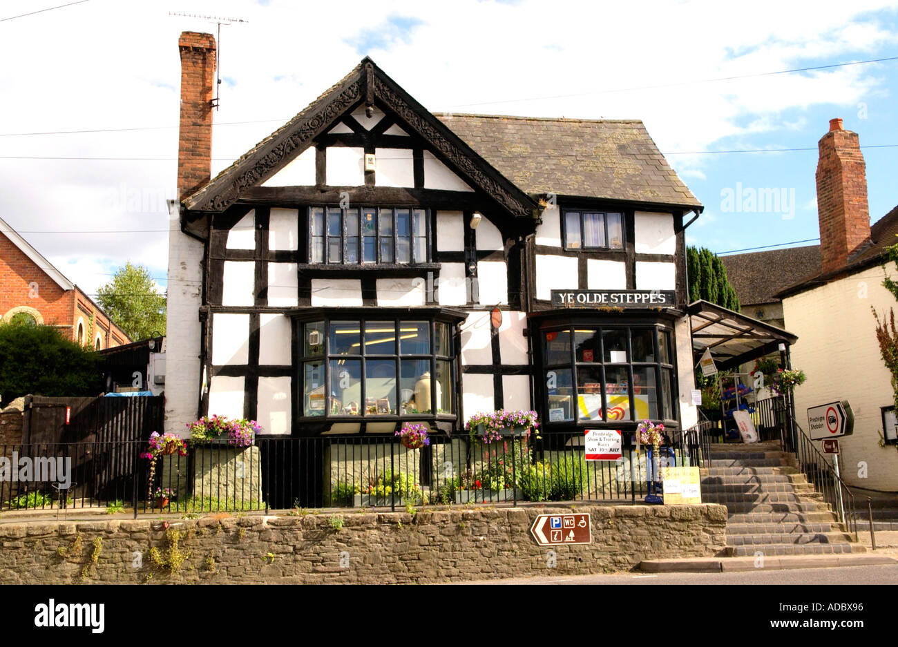 Ye Olde Steppes stores village shop dating from the 16th century at Pembridge Herefordshire England UK Stock Photo