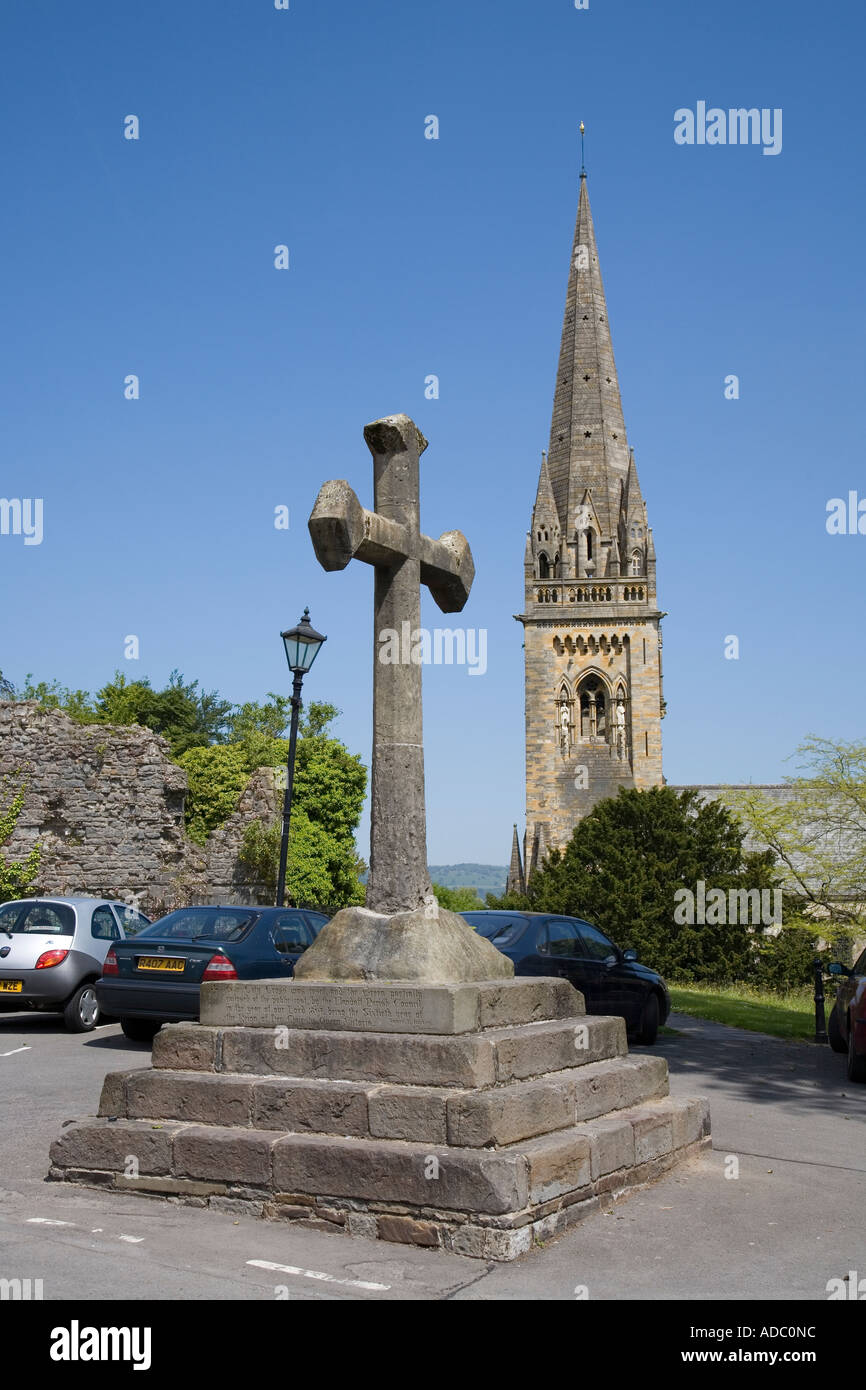 The market cross with Llandaff cathedral Cardiff Wales UK Stock Photo