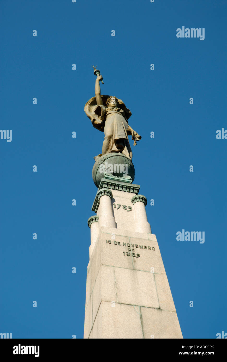 Julio de Castilhos Monument(1921) on Matriz Square, Porto Alegre, Brazil Stock Photo
