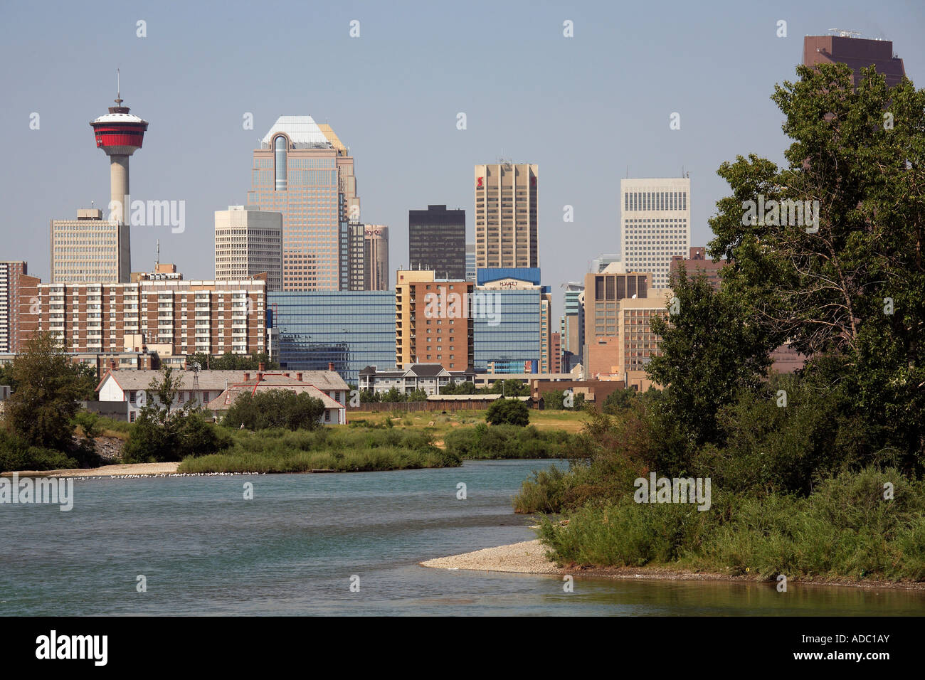 Canada Alberta Calgary skyline Bow River Stock Photo - Alamy