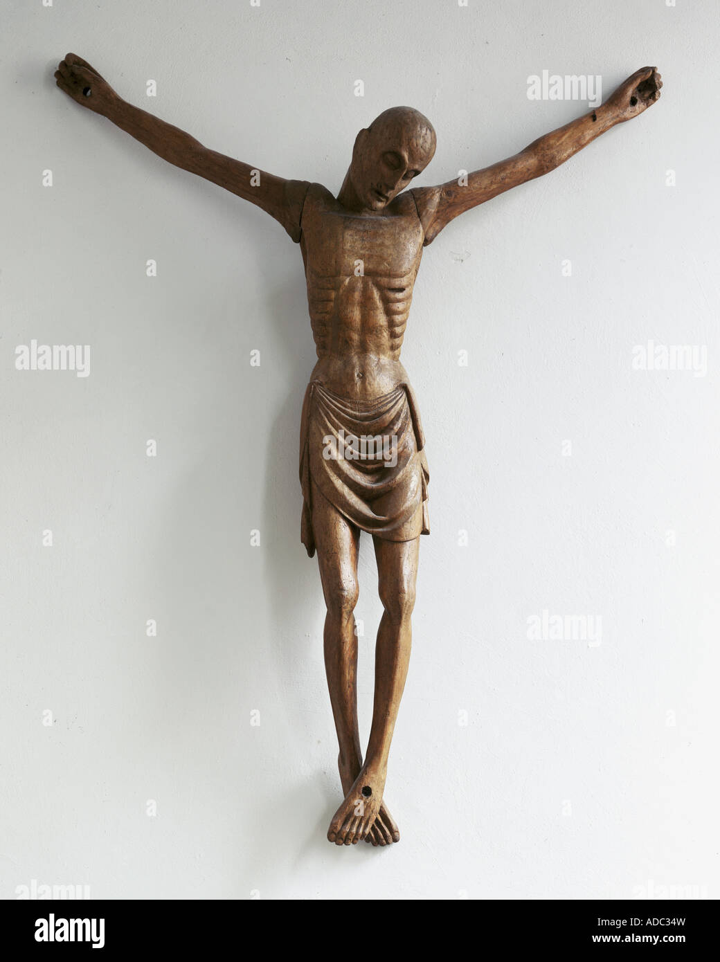 fine arts, sculpture, the crucified, wood, 12th century, Saint Stephen, Lindau, Artist's Copyright has not to be cleared Stock Photo