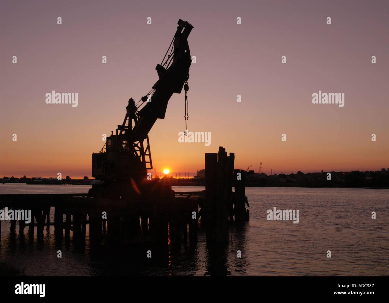 CRANE AT SUNSET 3A Stock Photo - Alamy