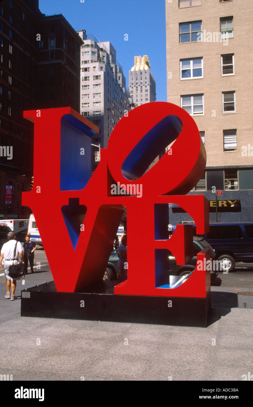 LOVE sculpture near Central Park Manhattan New York City Stock Photo