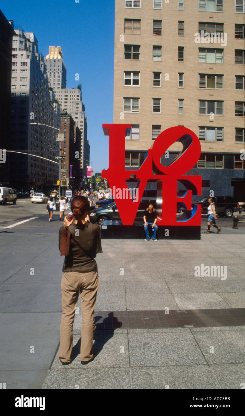 LOVE sculpture near Central Park Manhattan New York City Stock Photo