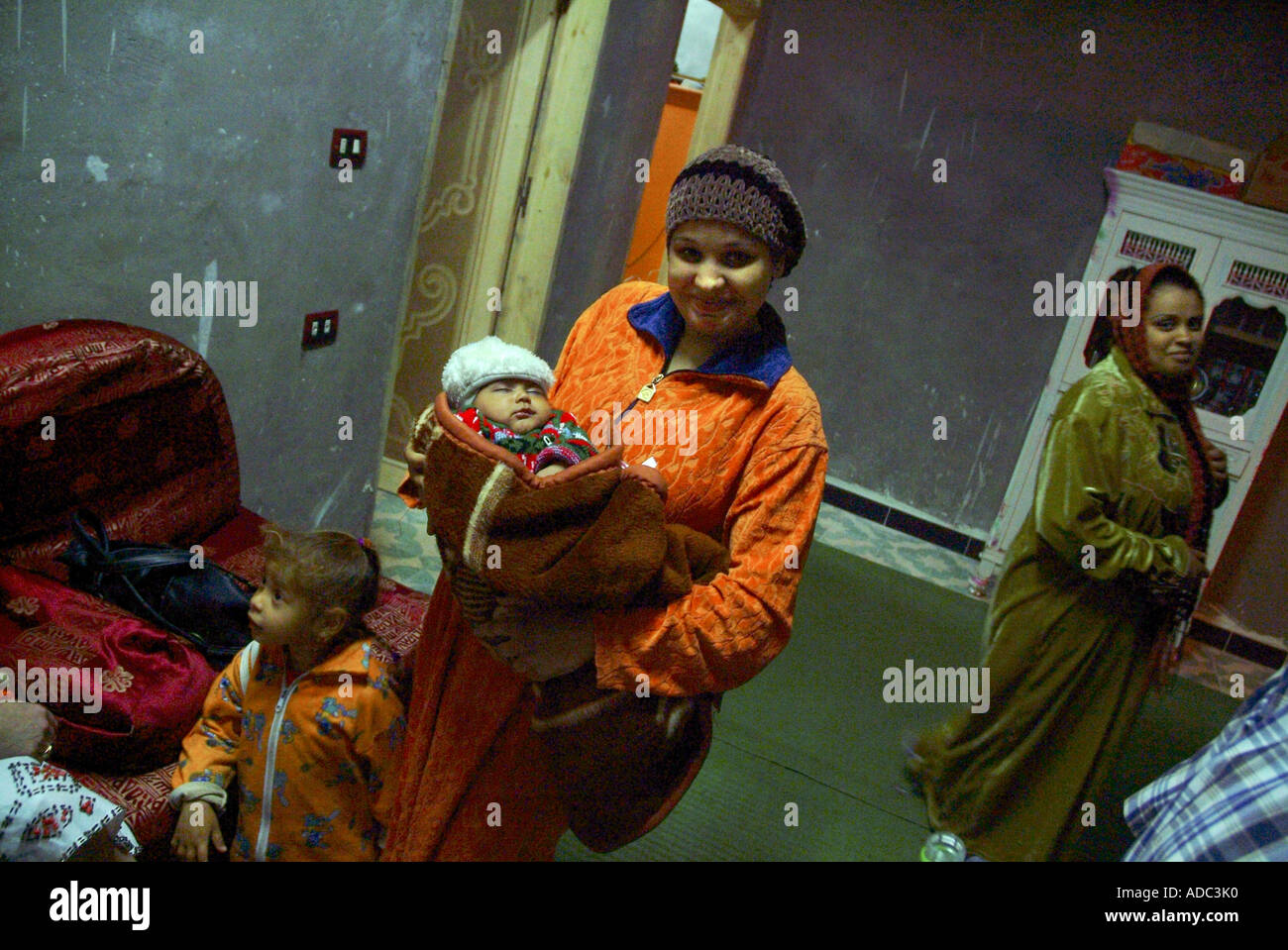 Family with children in their home,Egypt, Africa Stock Photo