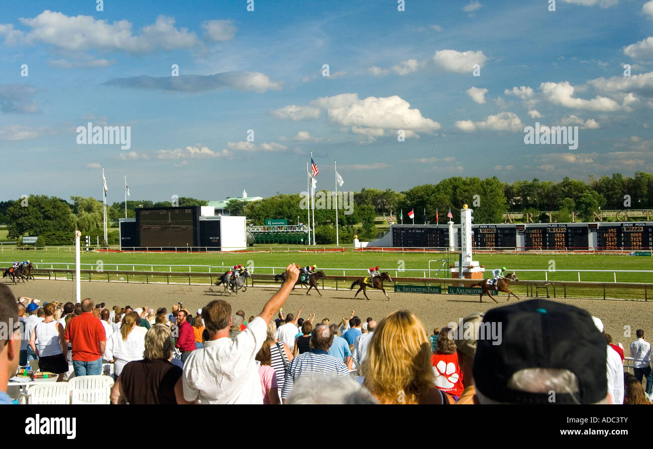 Horse Race Finish Stock Photo