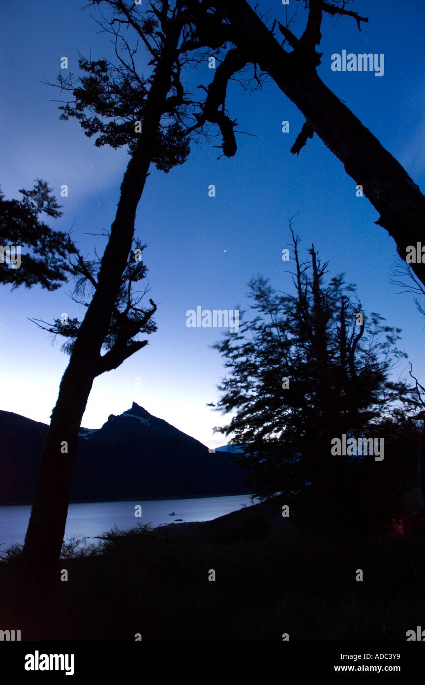 Summer Midnight in Southern Patagonia, Parque Nacional Los Glaciares, Santa Cruz, Argentina Stock Photo