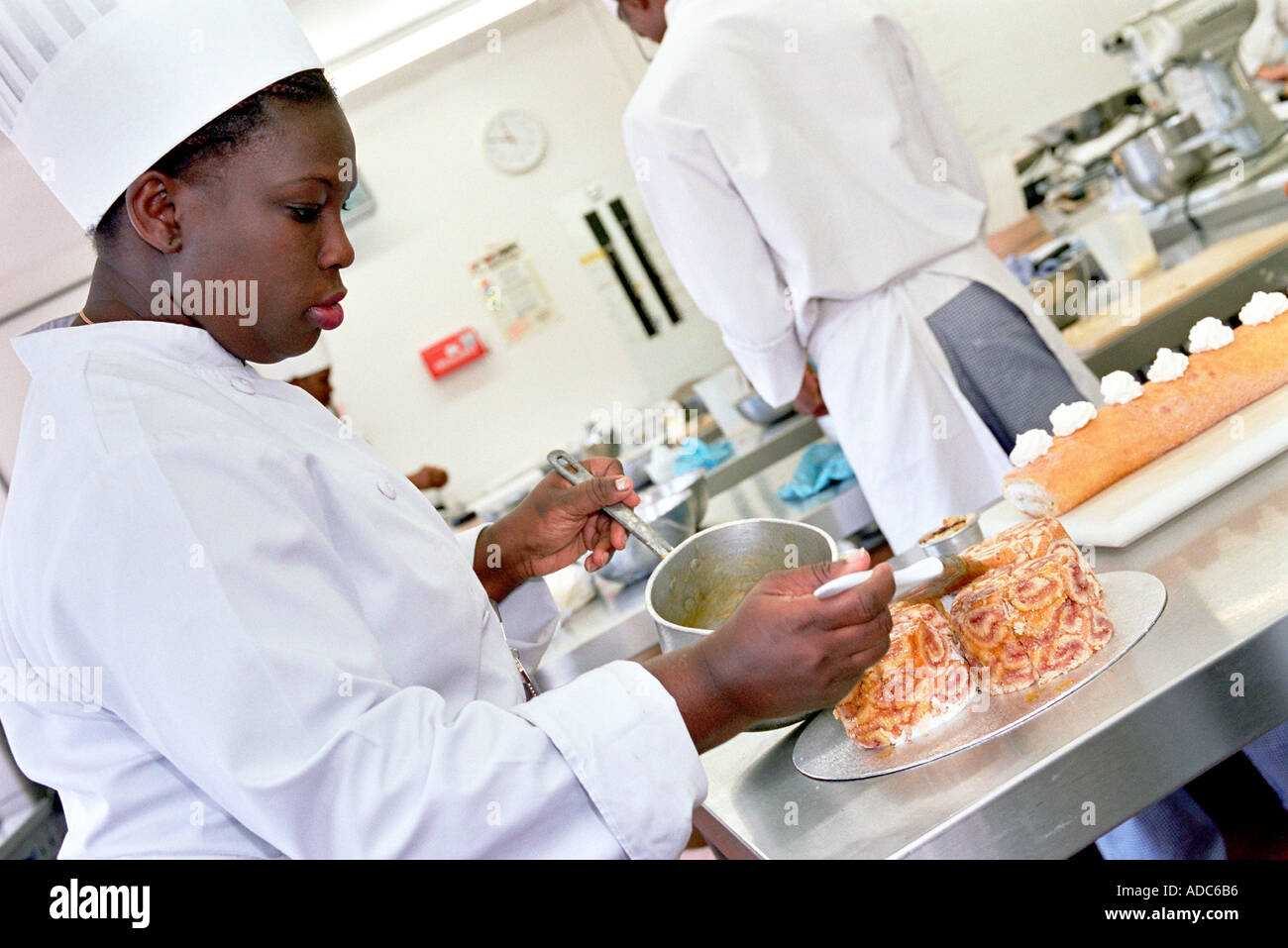 Young Trainee Chef Prepares Some Food For The Restaurant