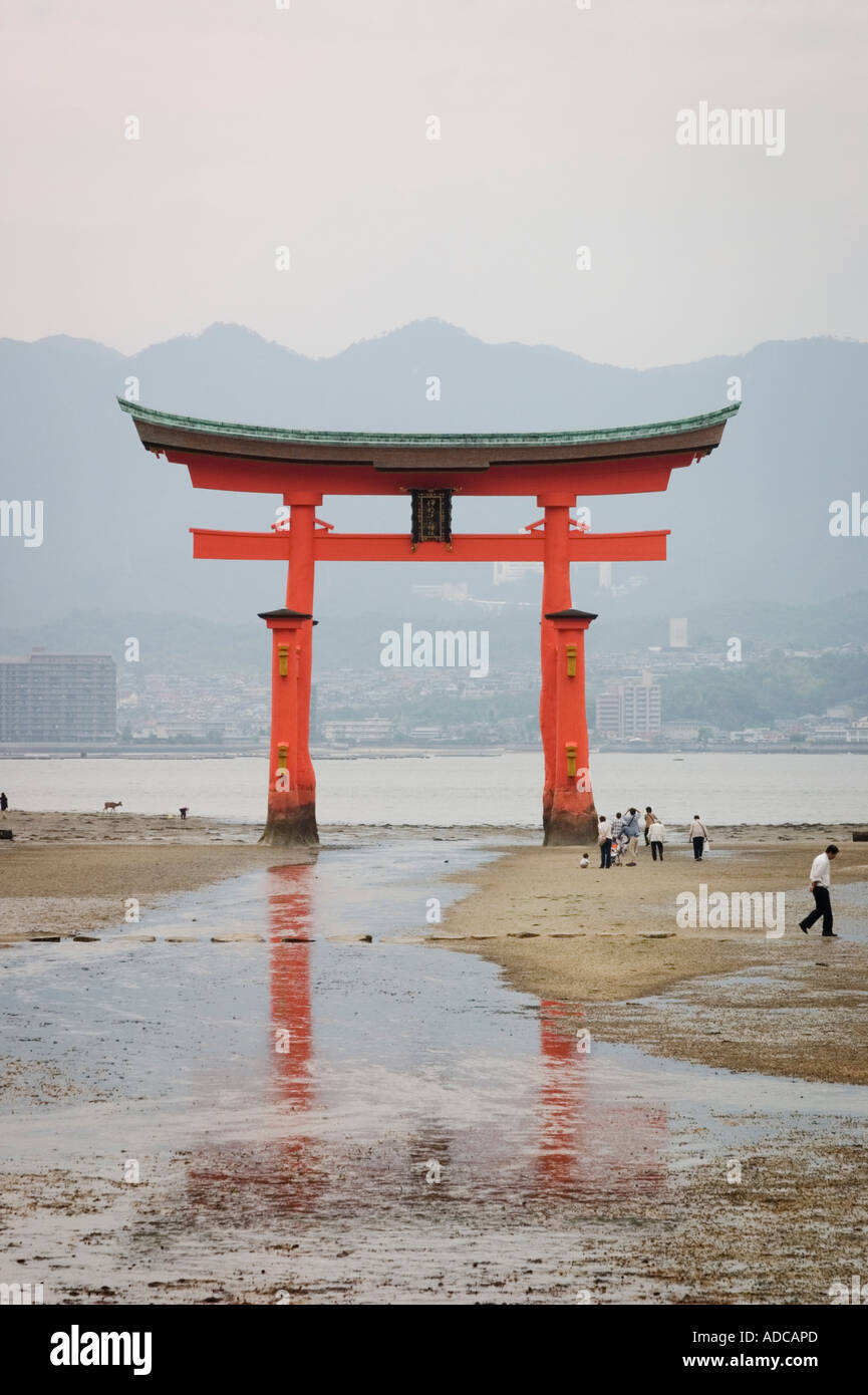 The Floating Torii Gate At Itsukushima Shrine During Low Tide, Miyajima ...