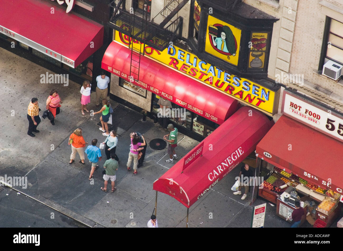 The world famous Carnegie Delicatessen from above Midtown Manhattan New