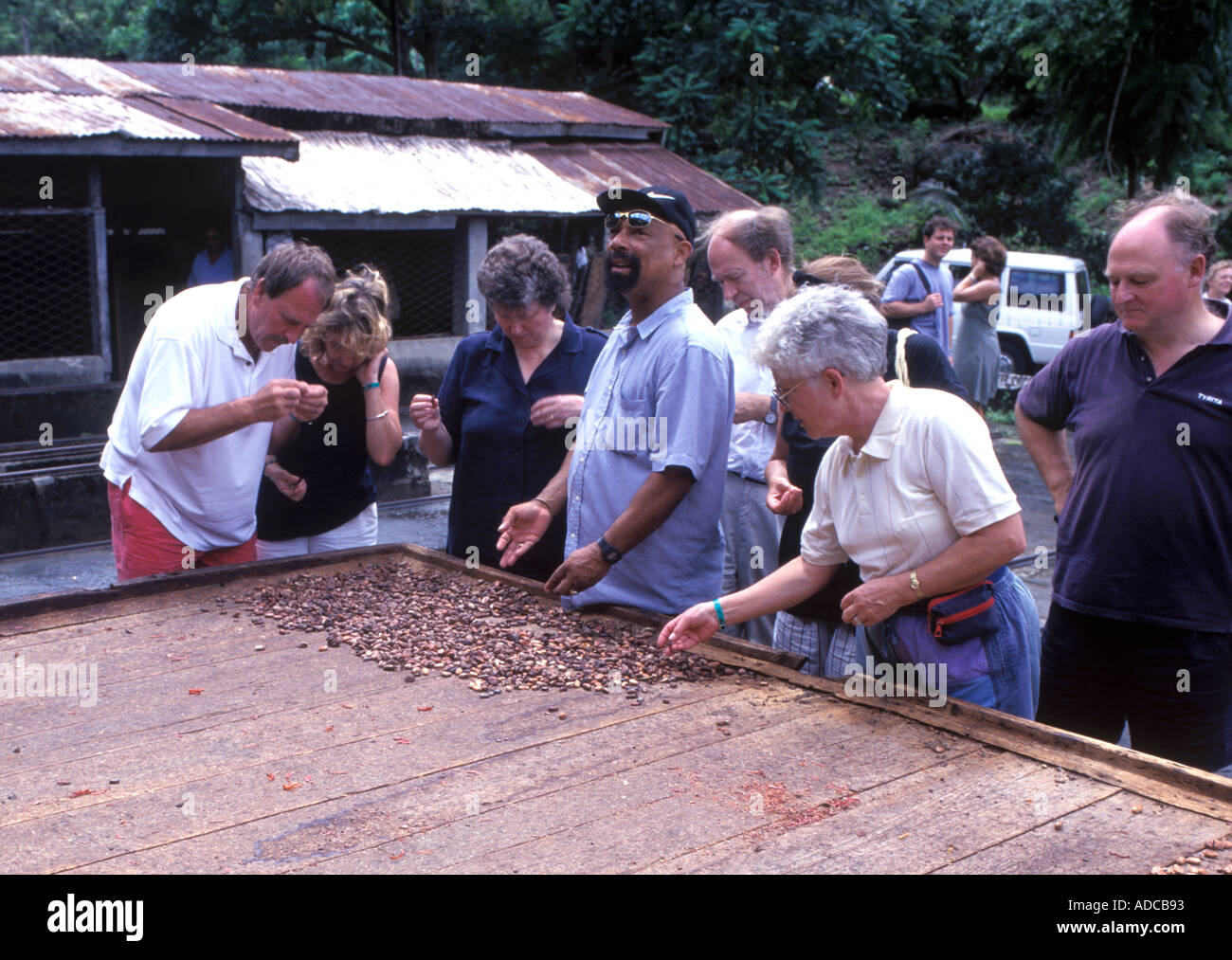Tourists look at spices in Grenada West Indies Carribean Stock Photo