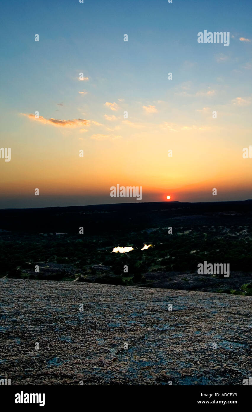 Sunset from the top of Enchanted Rock in Texas Stock Photo - Alamy