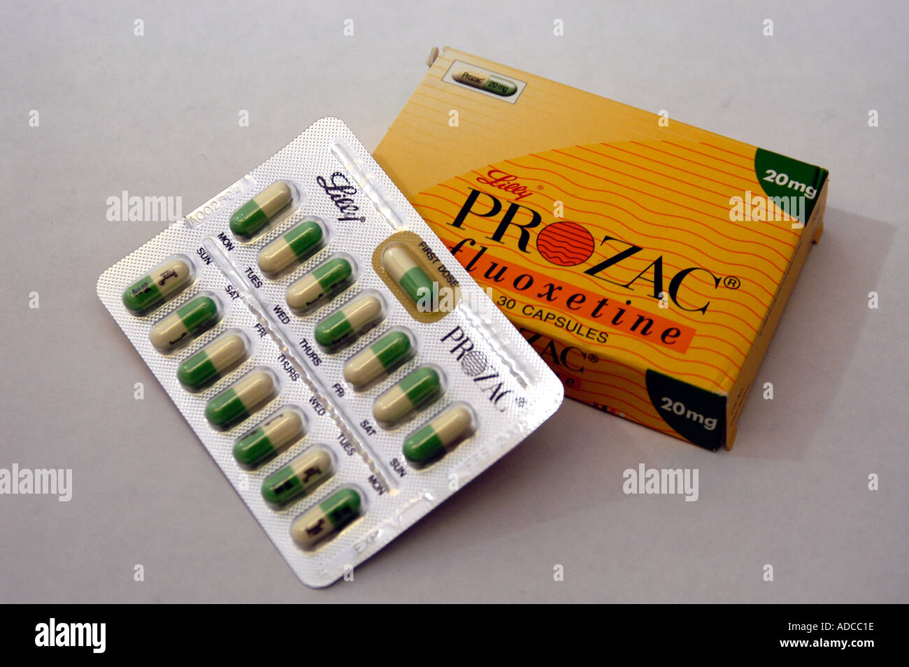 Packet of Prozac Anti depressant tablets from Lilly Stock Photo 904222