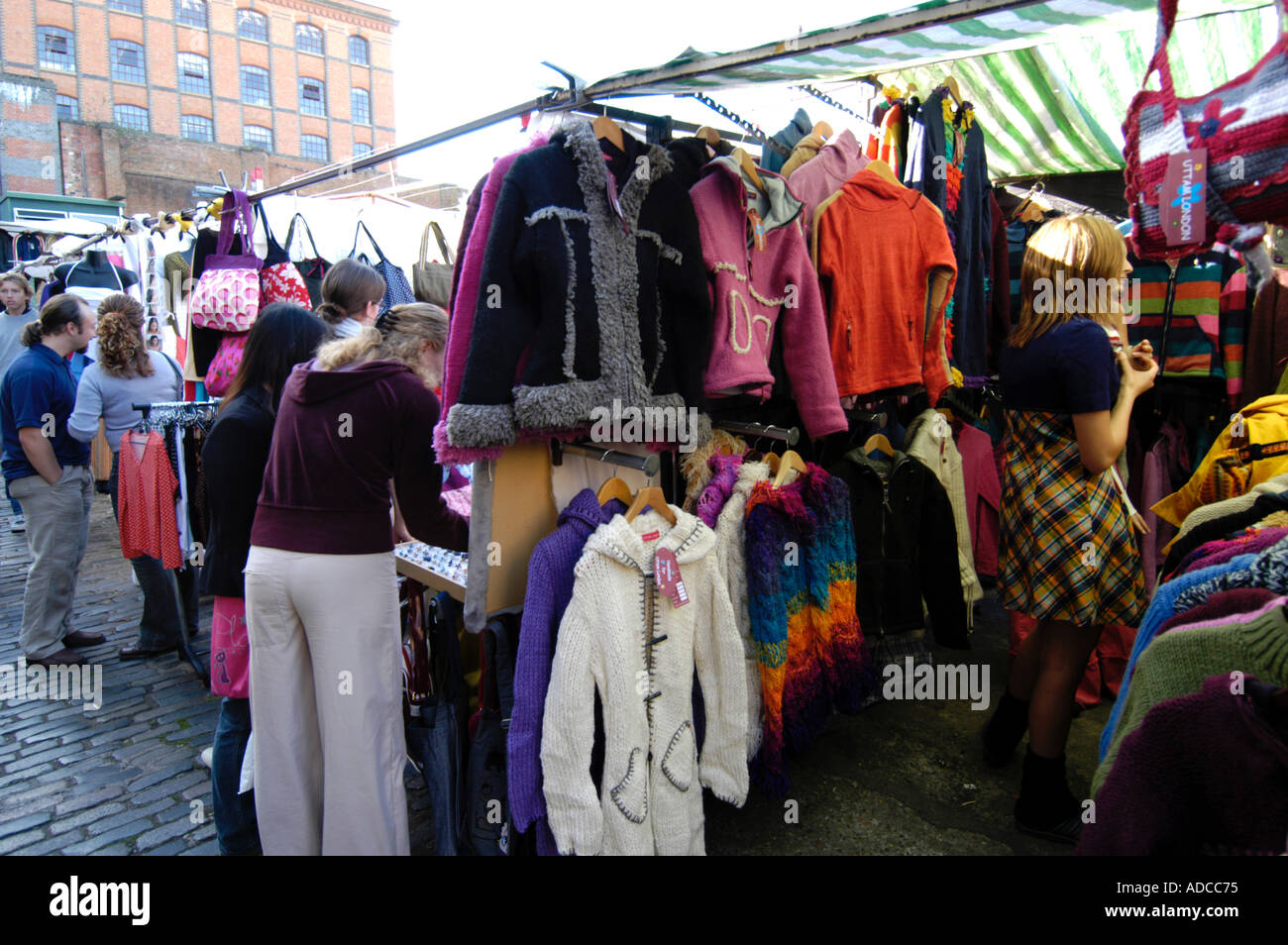Clothes stall at Camden Market London England UK Stock Photo