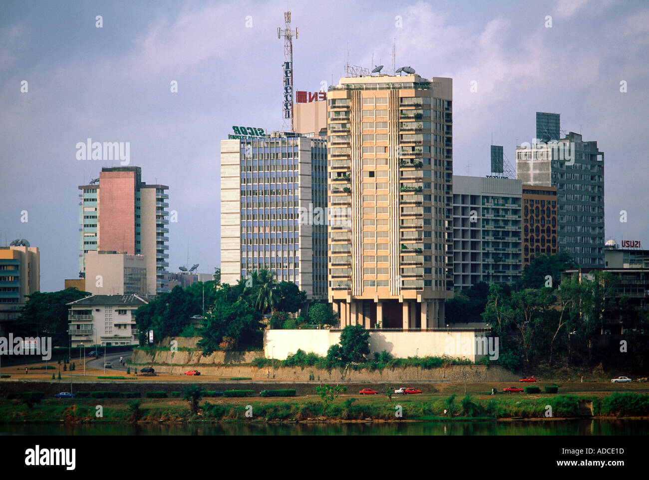 City skyline Abidjan, Ivory Coast Stock Photo