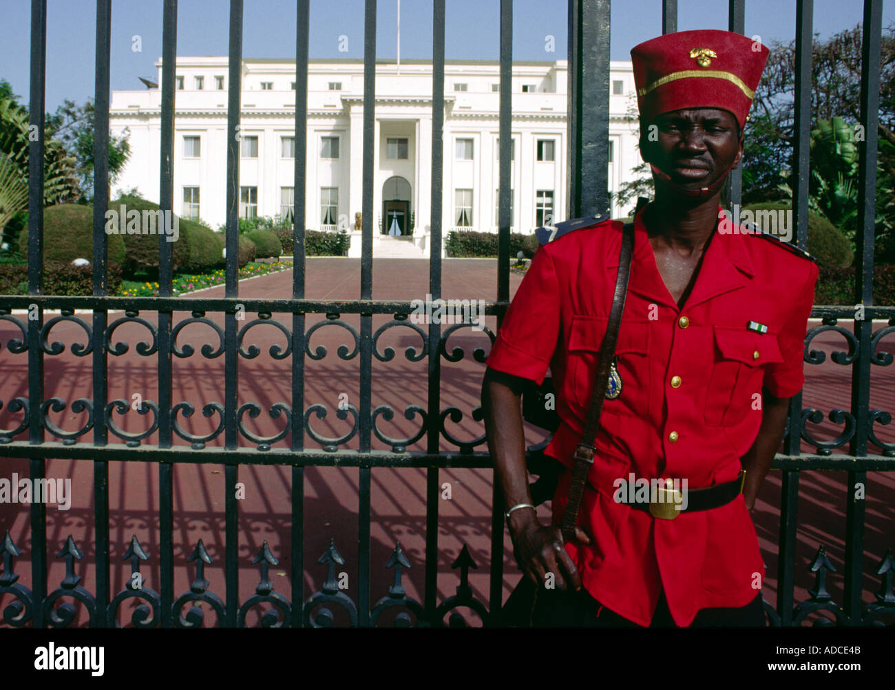 Guard in front of the Presidential Palace, Dakar, Senegal Stock Photo