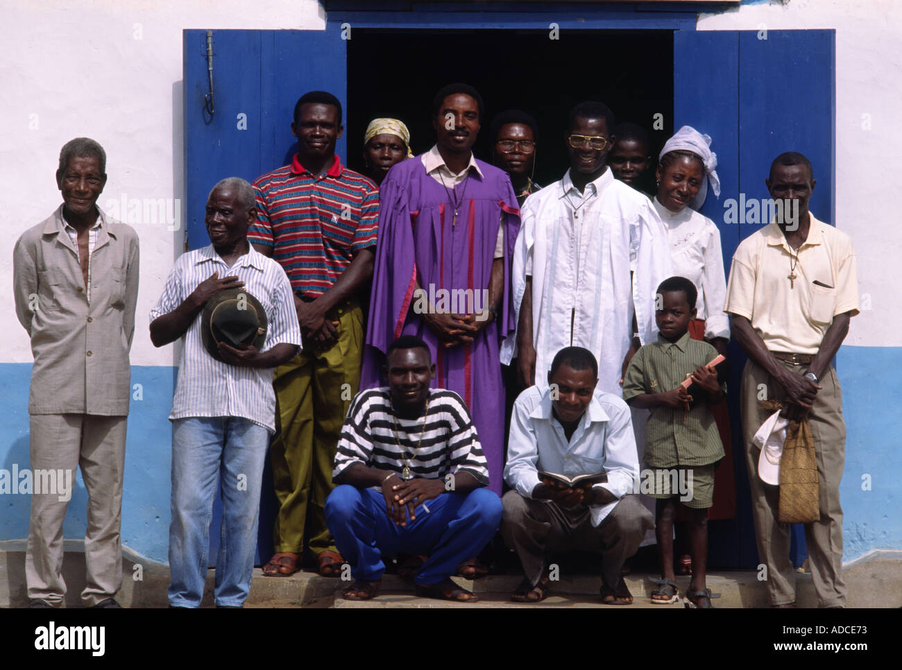 Ivory Coast people outside church Stock Photo