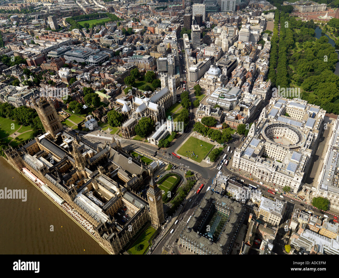 Parliament Square aerial shot, London Stock Photo