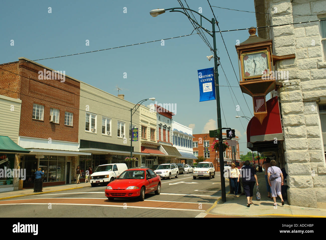 AJD58766, Mount Airy, NC, North Carolina, Downtown, Main Street Stock