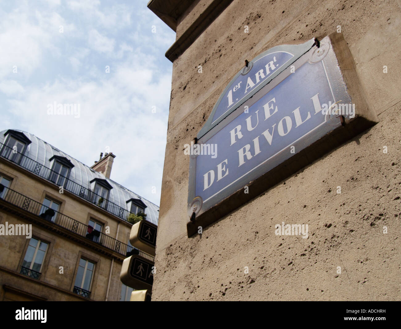 Rue de Rivoli street sign first premier arrondissement Paris France Stock Photo