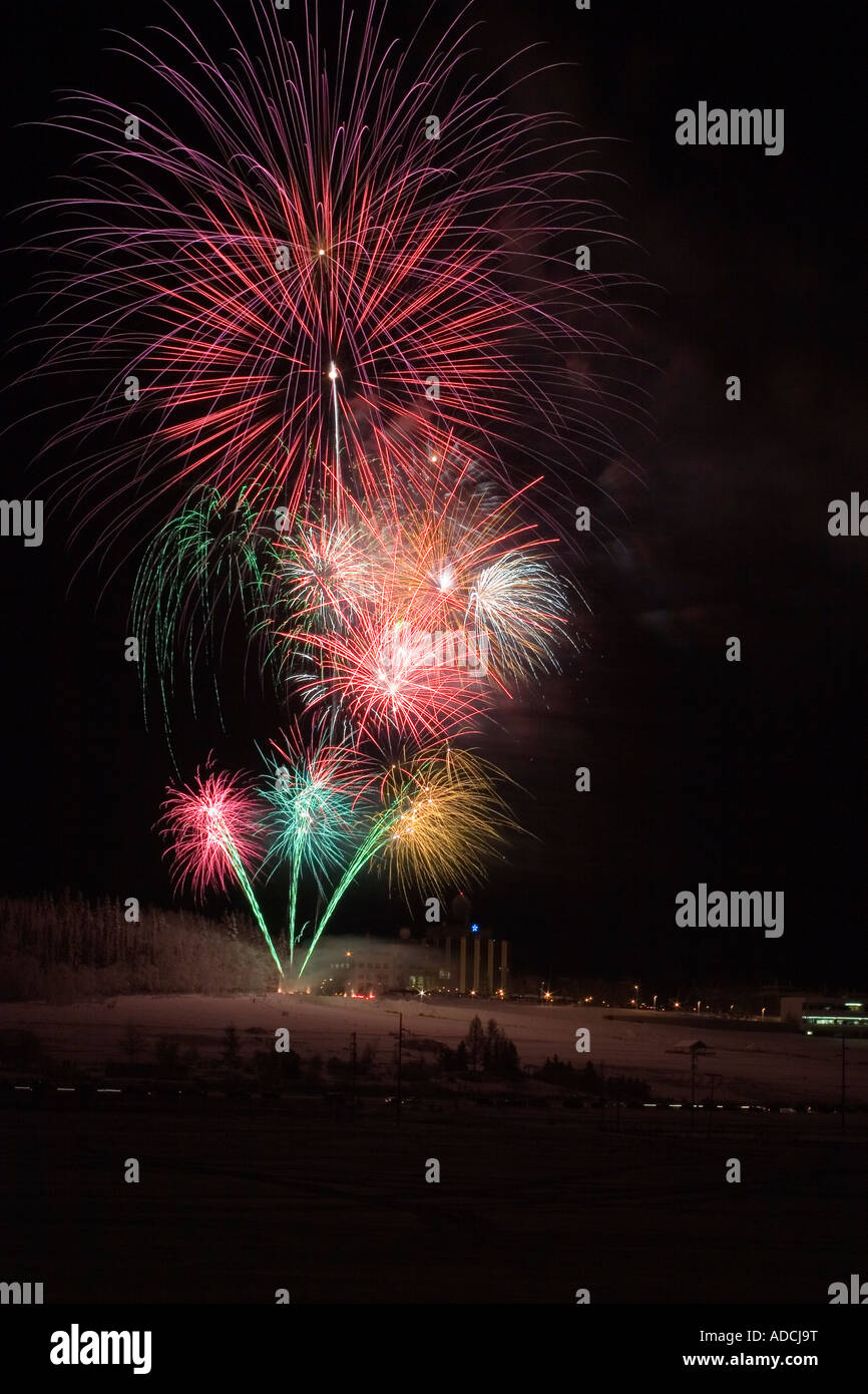 New Years Fireworks in Fairbanks, AK Stock Photo Alamy