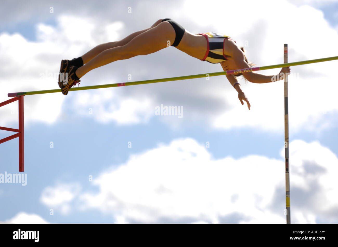 polevaulter clearing the bar Stock Photo Alamy
