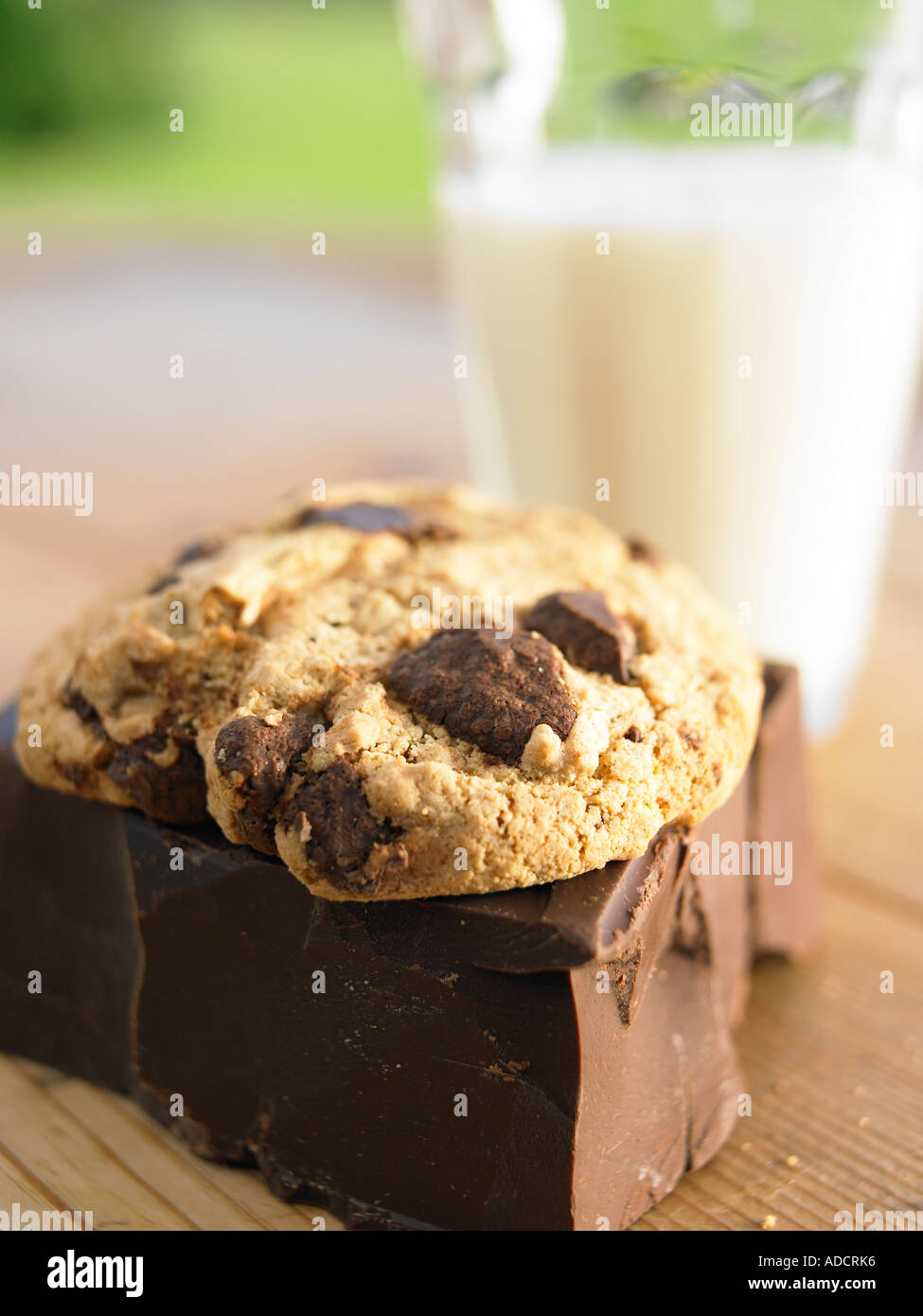 chocolate chip cookies and milk Stock Photo Alamy