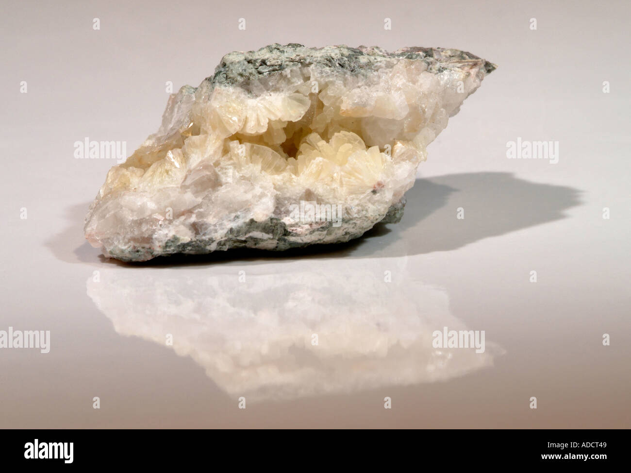 Mineral Prehnite, Prehenite sandwich in serpentine, Dean quarry, St. Keverne, Cornwall, England Stock Photo