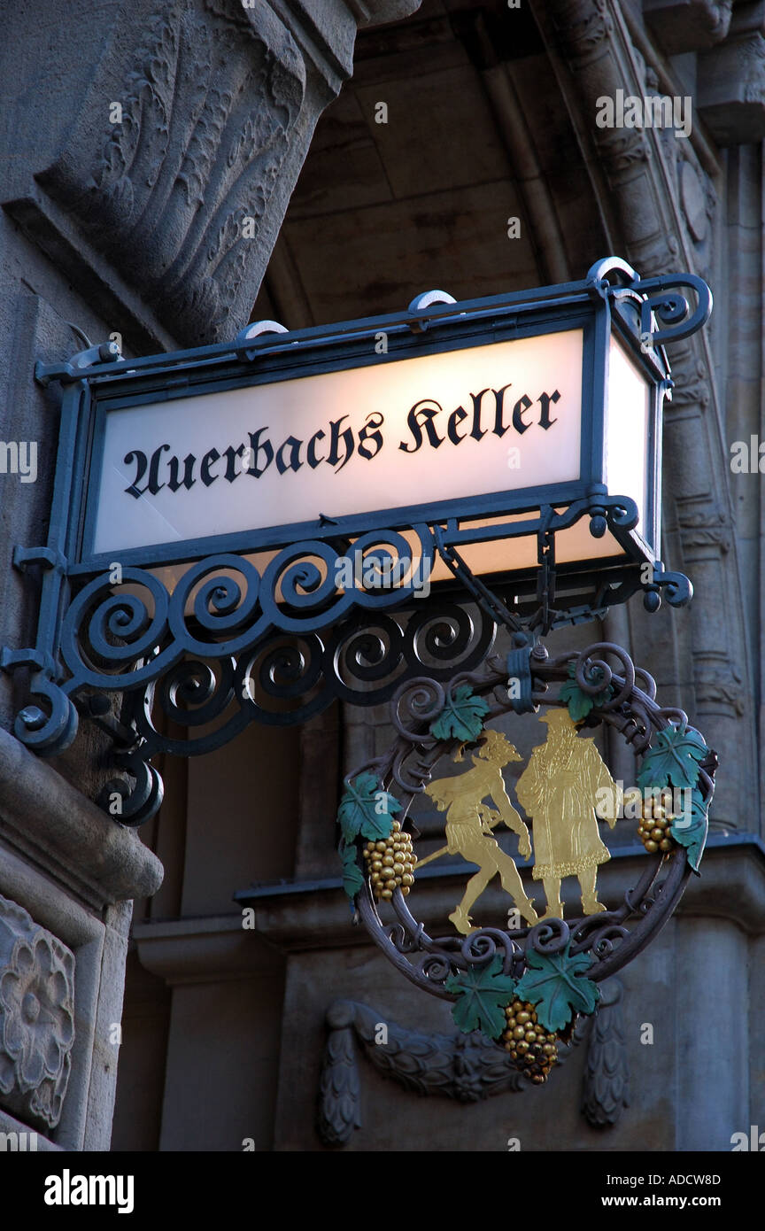 Leipzig sign to Auerbachs Keller restaurant Stock Photo Alamy