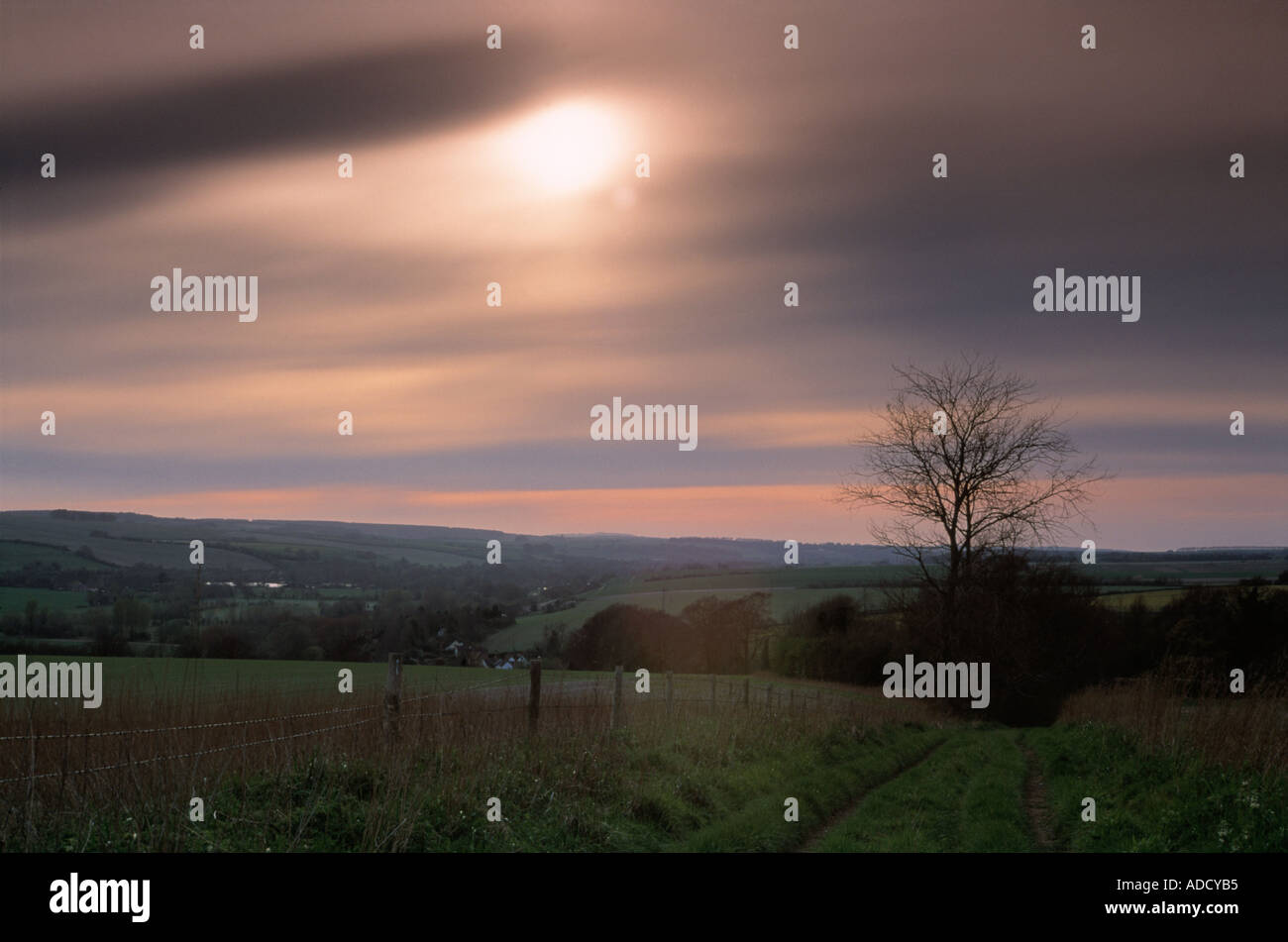 View across fields to the west of Salisbury Wiltshire UK Stock Photo
