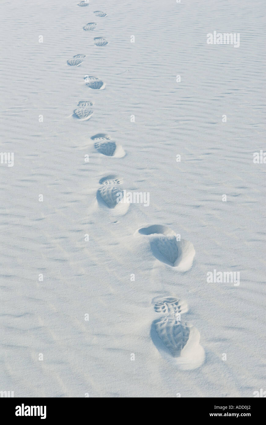 Human footprints on the dunes at White Sands National Monument in New Mexico Stock Photo Alamy