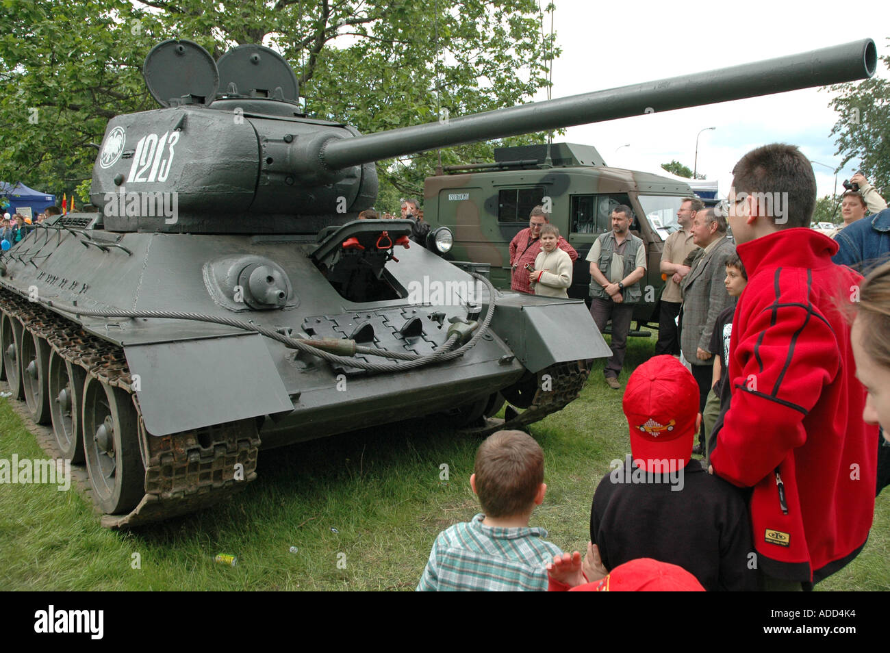 Scientific festival in Warsaw - people watching tank Stock Photo - Alamy