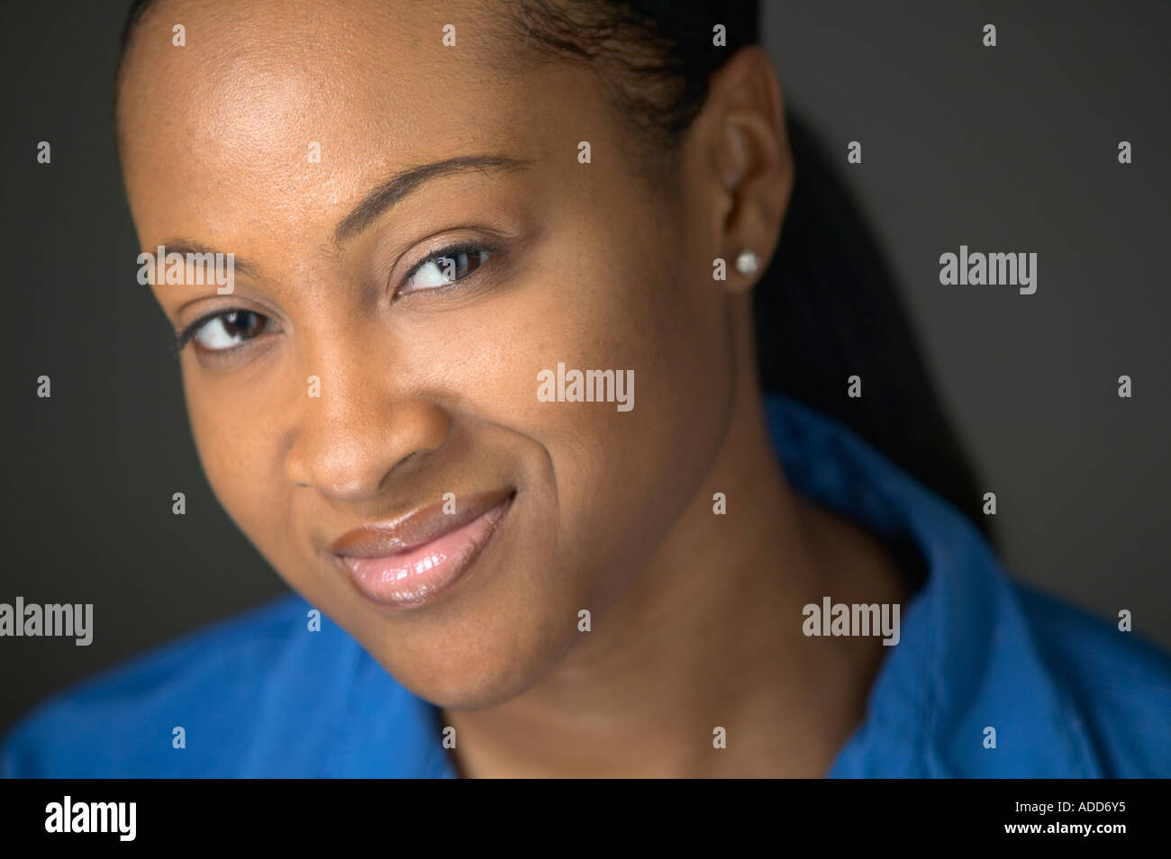 Late twenties African American black female portrait smiling Stock Photo