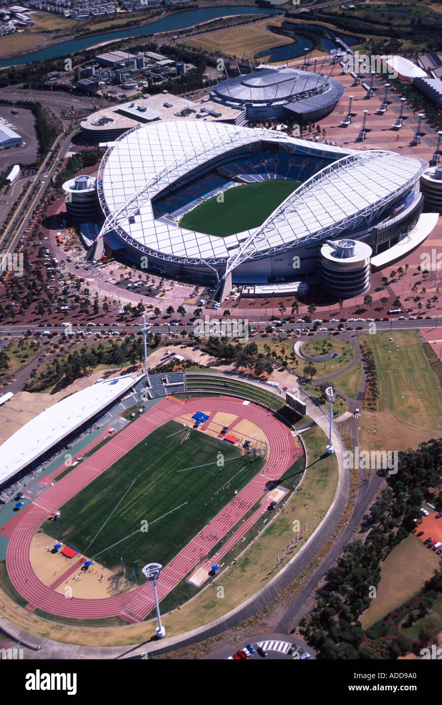 Stadium Australia Olympic Park Sydney Australia aerial Stock Photo