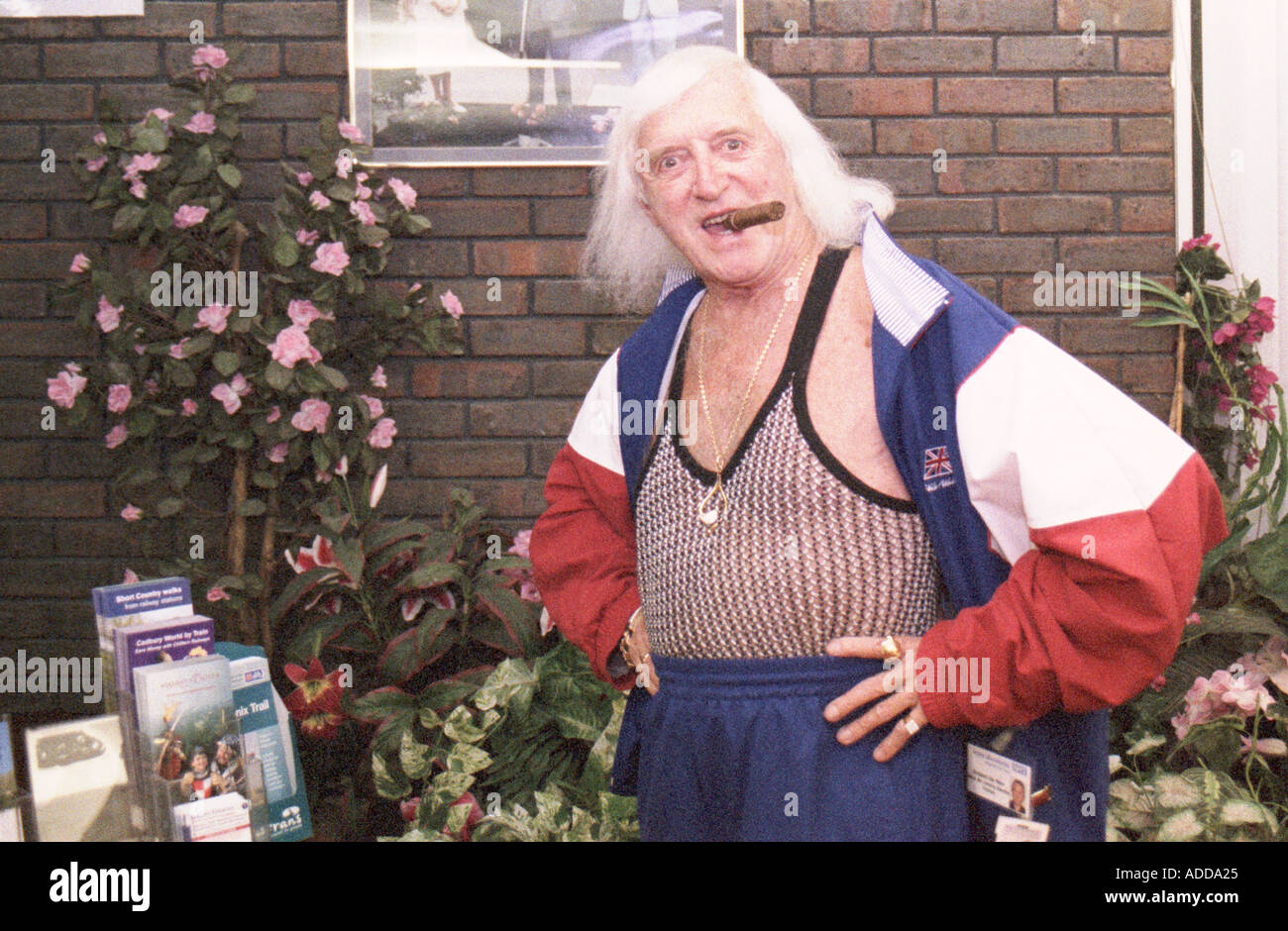 Sir Jimmy Savile at Stoke Mandeville Hospital in Sep 2003 Stock Photo