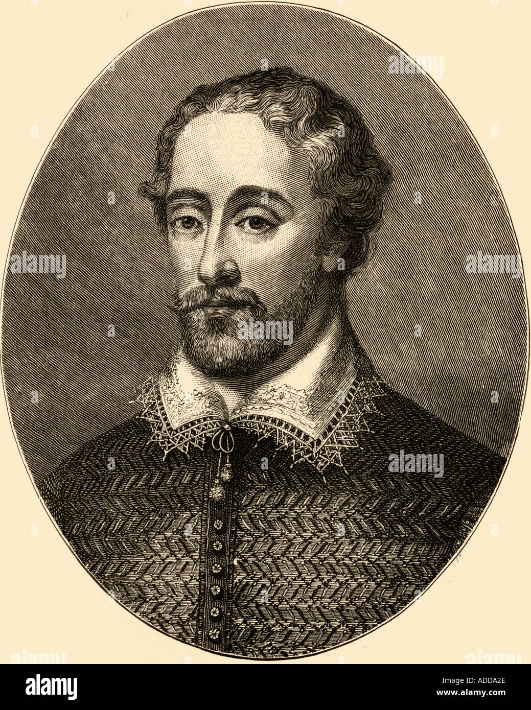 Edmund Spenser, c.1552 - 1599. English poet.  From an engraving by G Virtue after the Bretby portrait Stock Photo