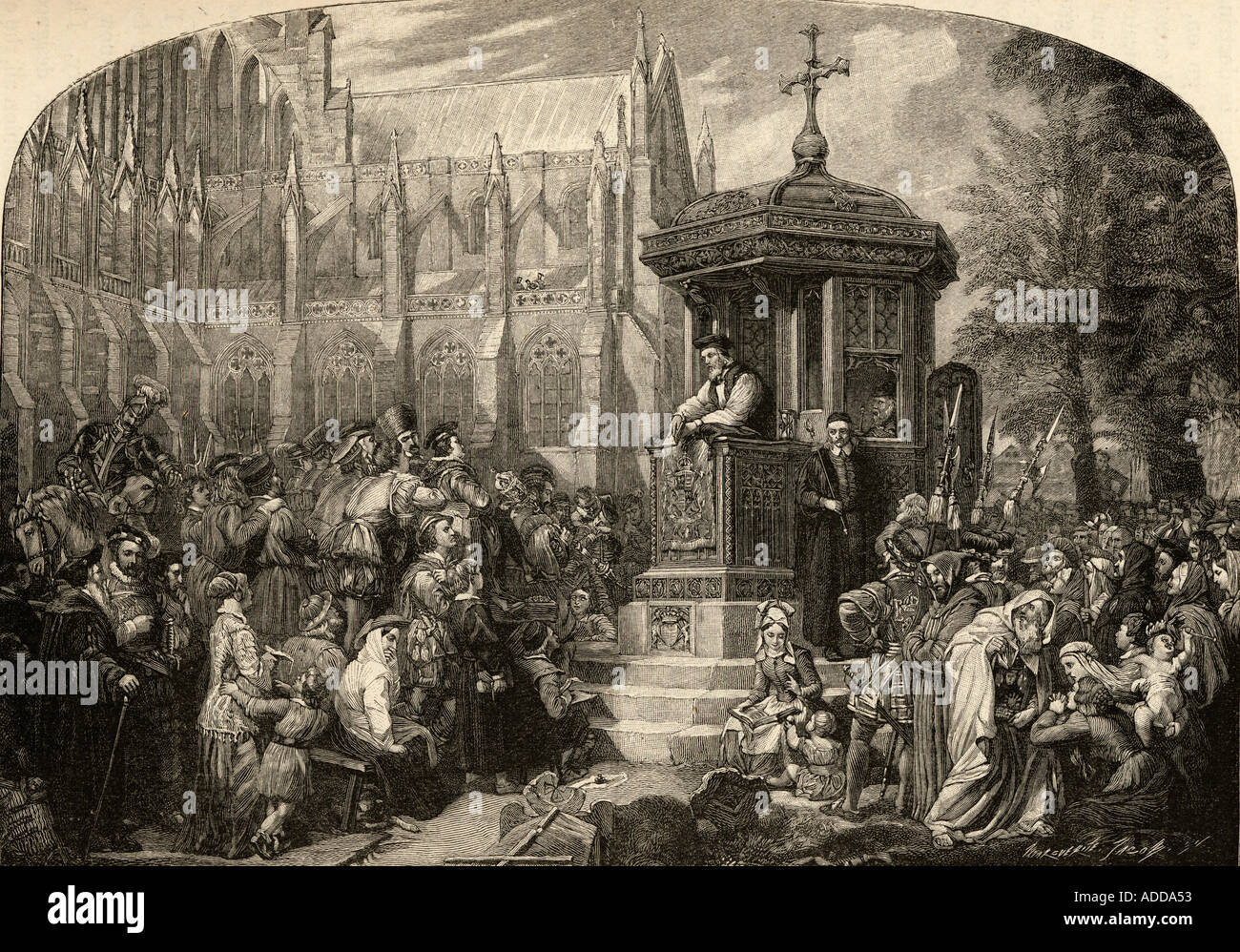 Latimer Preaching To The Civic Authorities At St Pauls Cross London England In 1548 Stock Photo Alamy