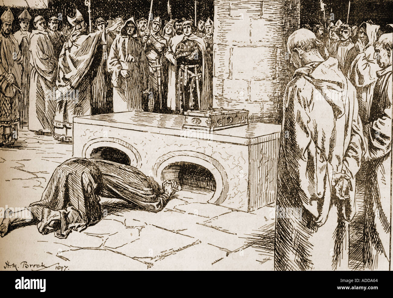 Penance of Henry II at the tomb of Thomas Becket. Henry II, 1133 – 1189, aka Henry Curtmantle, Henry FitzEmpress or Henry Plantagenet. King of England Stock Photo