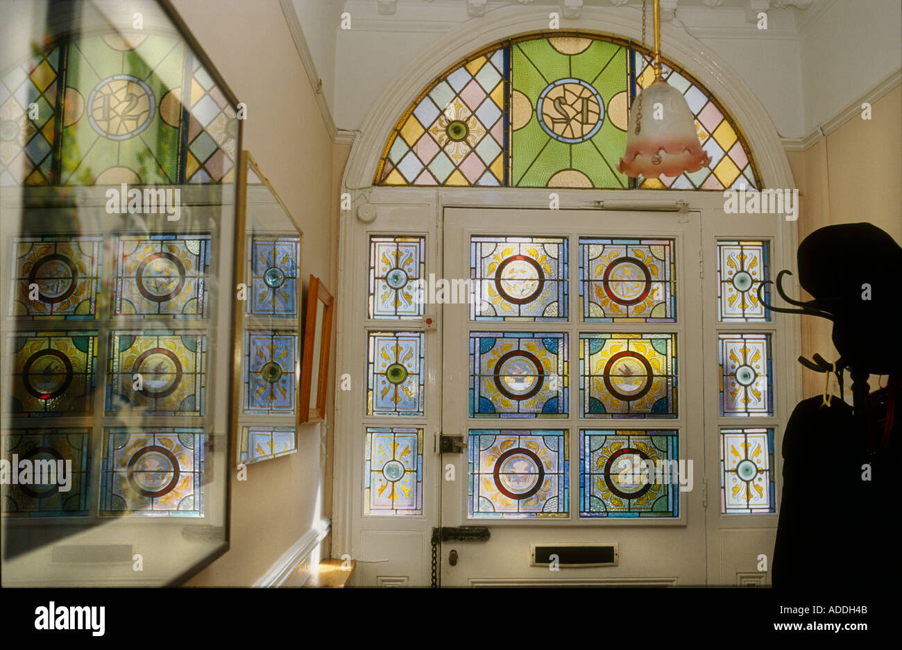 Decorative Victorian Stained Glass Front Stock Photos Decorative Victorian Stained Glass Front Door Taken From Interior Looking Out British Housing London