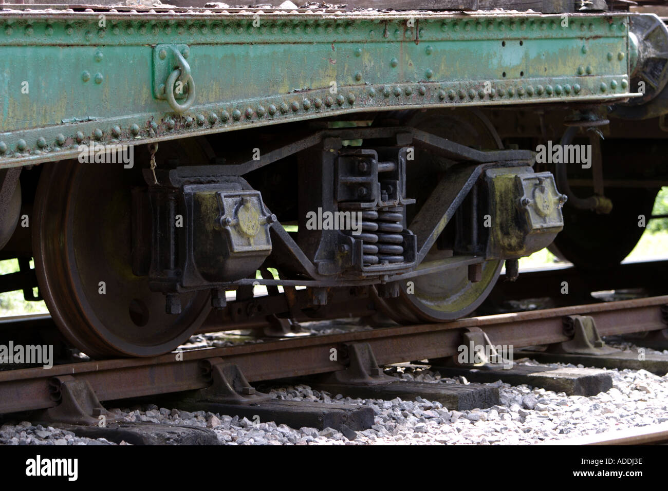 Close up of suspension of railway carriage Stock Photo Alamy