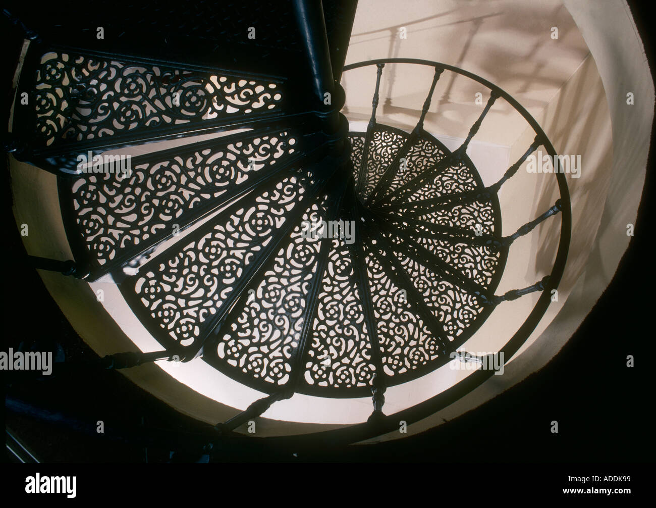 Black wrought iron spiral staircase London Stock Photo - Alamy
