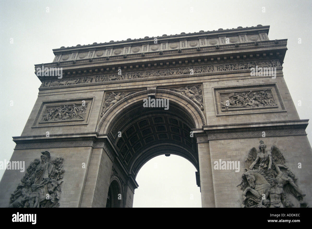 The Arc de Triomphe on a dull afternoon in the Champs Elysées in Paris France Stock Photo